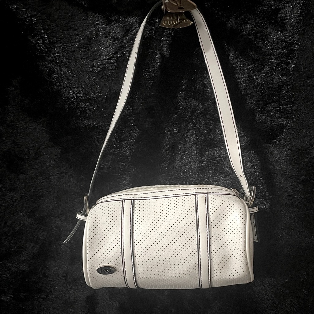 Lei White Perforated Shoulder Bag